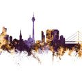 Düsseldorf Germany Skyline Purple & Gold Mural Wallpaper - pure wallpaper artwork