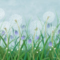 Dandelion Meadow, Blue Mural Wallpaper - pure wallpaper artwork