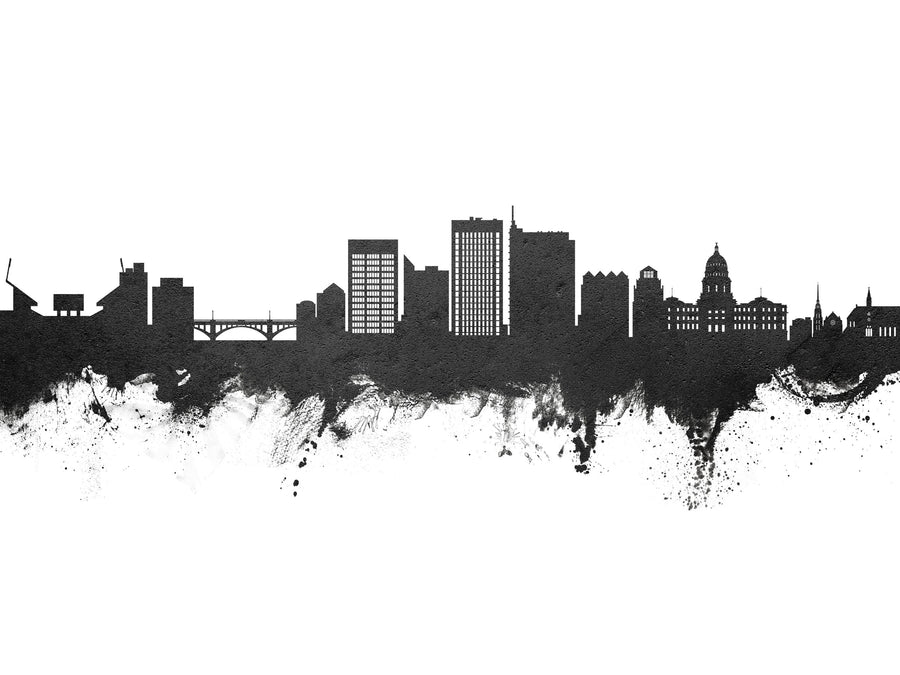 Boise Idaho Skyline Black & White Mural Wallpaper