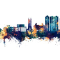 Scunthorpe England Skyline Blue & Bronze Mural Wallpaper - pure wallpaper artwork