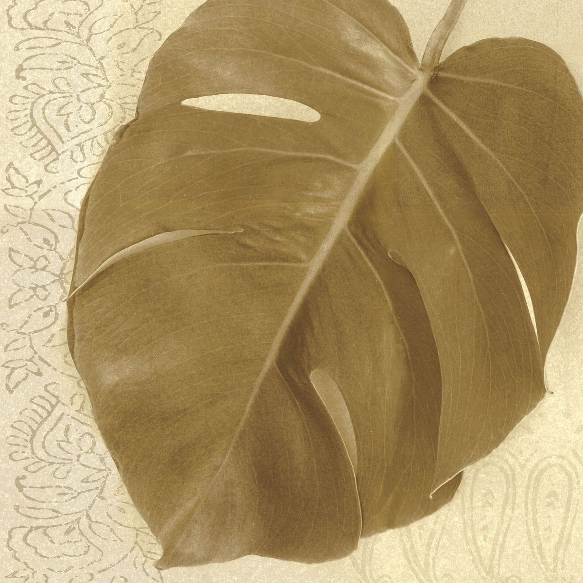 Ornate Monstera Leaf I Mural Wallpaper - pure wallpaper artwork