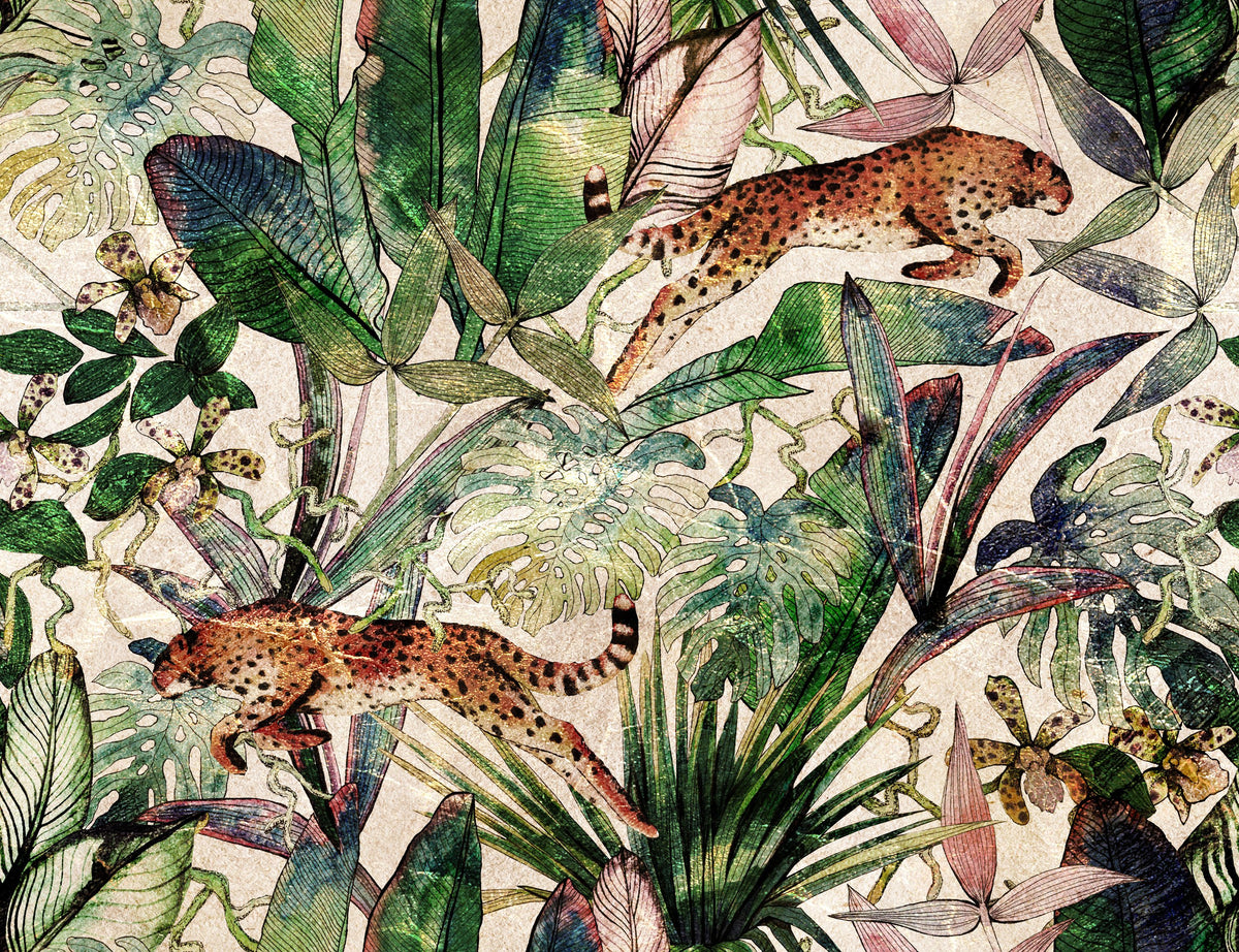 Wildcat Leaves Mural Wallpaper - pure wallpaper artwork