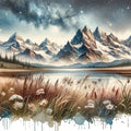 Starry Mountain Night Mural Wallpaper - pure wallpaper artwork