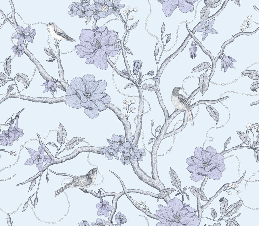 Trailing Tree of Life, Blue Mural Wallpaper