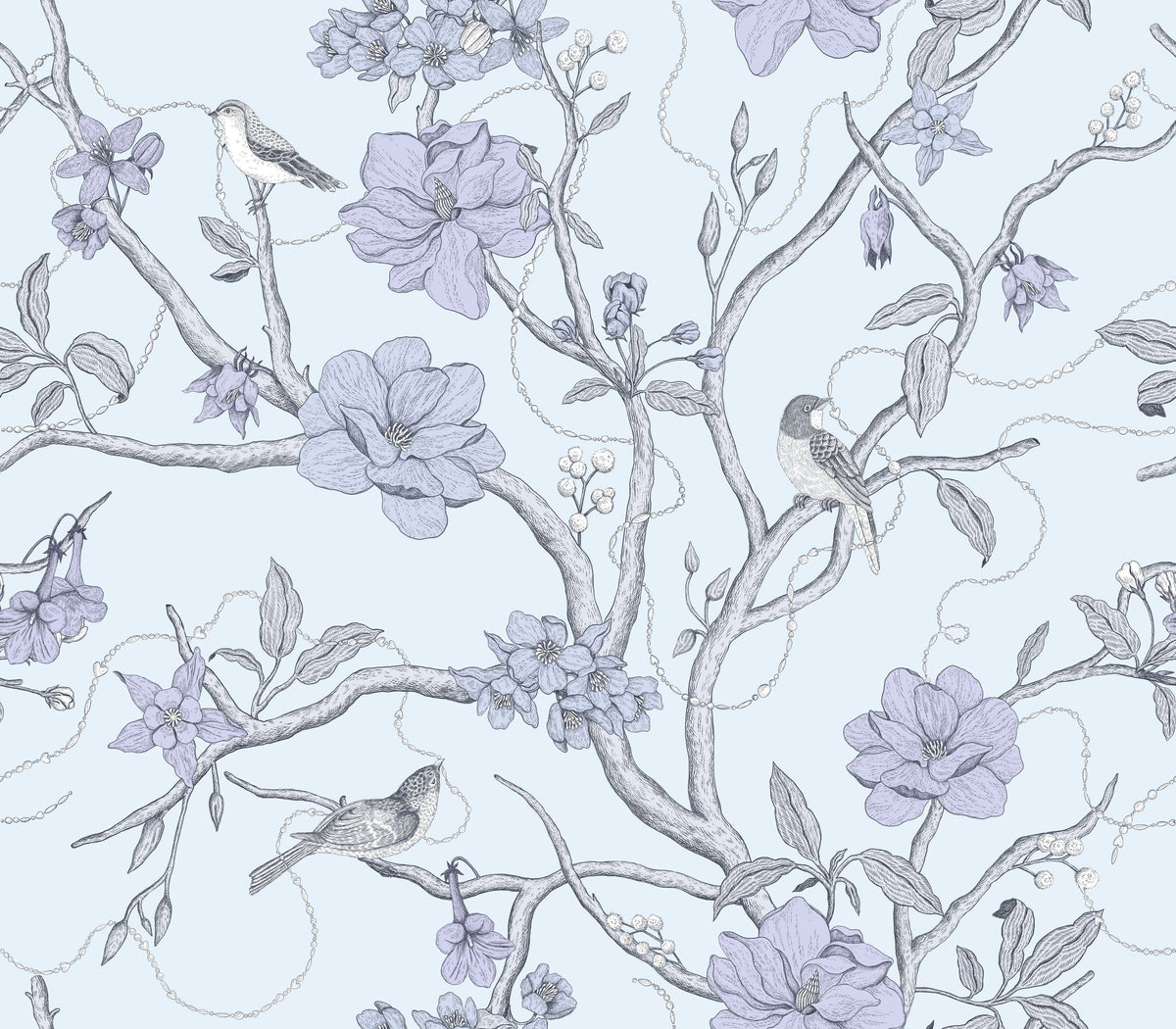 Trailing Tree of Life, Blue Mural Wallpaper - pure wallpaper artwork