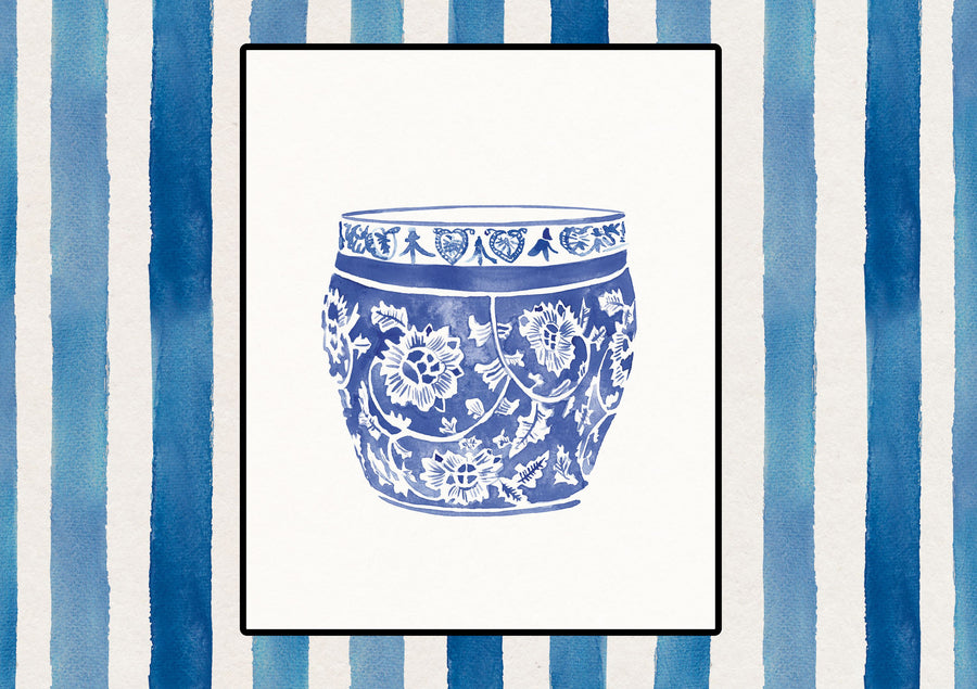 Chinoiserie Vase IV Stripes Mural Wallpaper