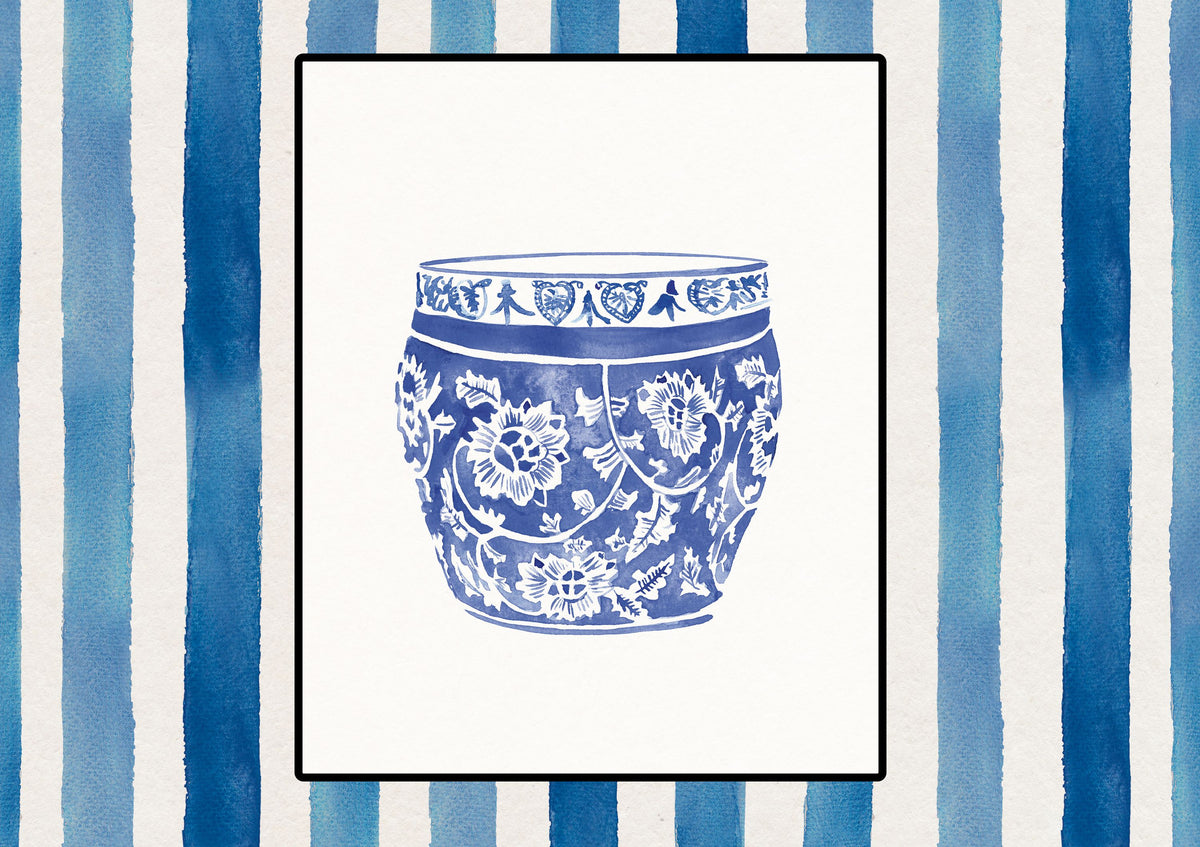 Chinoiserie Vase IV Stripes Mural Wallpaper - pure wallpaper artwork