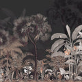 Tropical Forest Strolls Dark Gray Mural Wallpaper - pure wallpaper artwork
