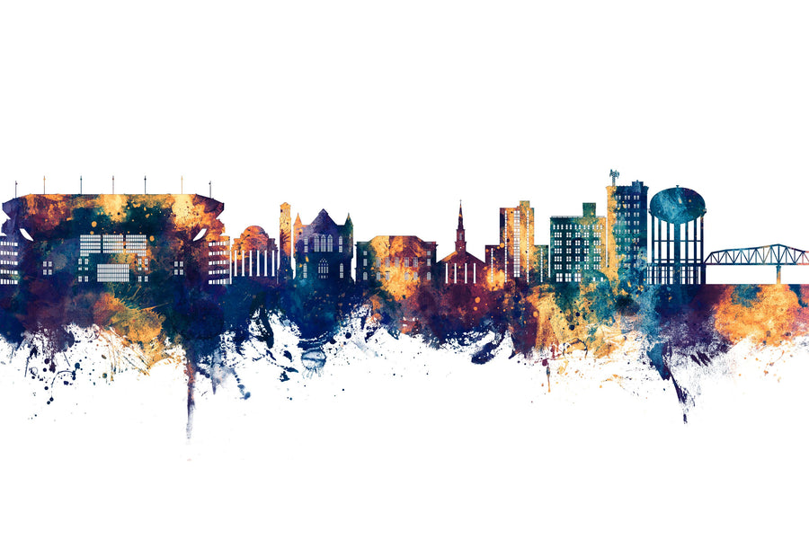 Tuscaloosa Alabama Skyline Blue & Bronze Mural Wallpaper