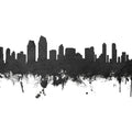 San Diego California Skyline Black & White Mural Wallpaper - pure wallpaper artwork