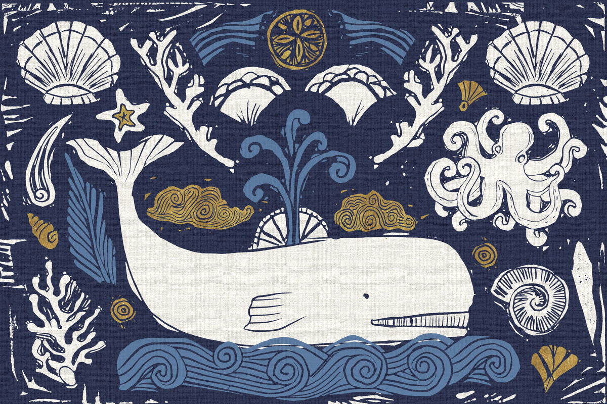 Whale Seas Blue Mural Wallpaper - pure wallpaper artwork