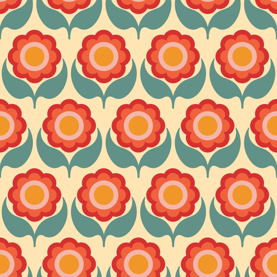 70's Fun Flowers, Bright Mural Wallpaper