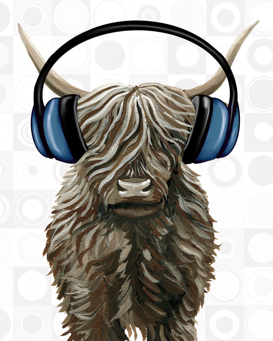 Music Cow Blue Mural Wallpaper