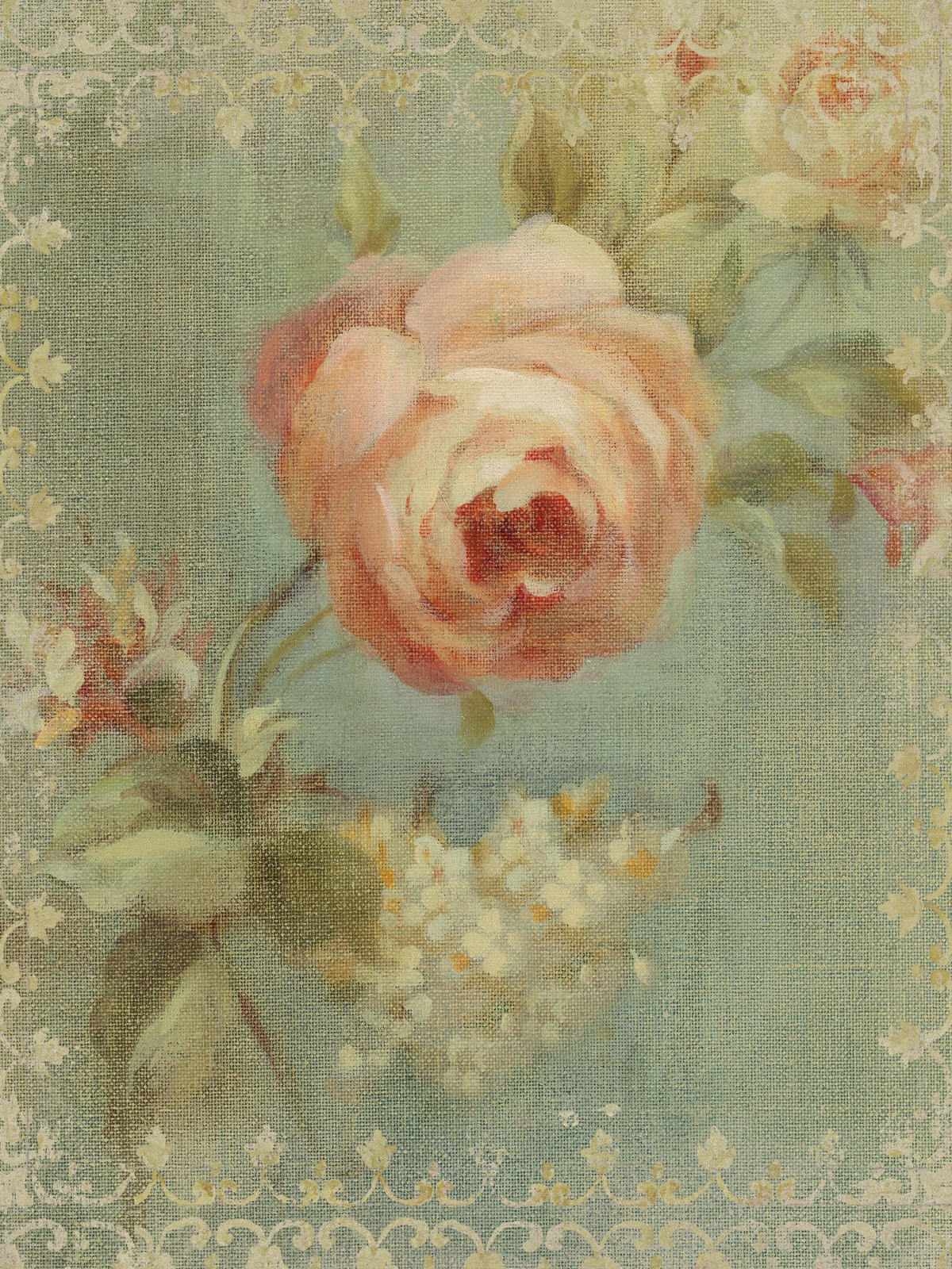 Rose on Sage Mural Wallpaper - pure wallpaper artwork