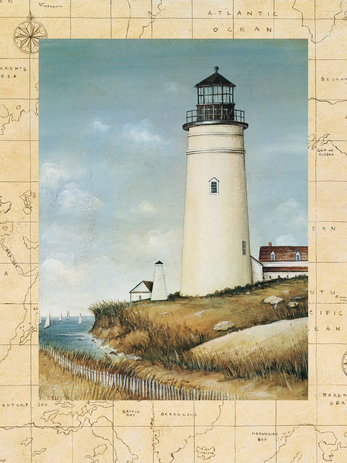 Atlantic Island Map Mural Wallpaper - pure wallpaper artwork