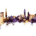 Wakefield England Skyline Purple & Gold Mural Wallpaper - pure wallpaper artwork