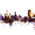 Lugano Switzerland Skyline Purple & Gold Mural Wallpaper - pure wallpaper artwork