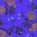 Peony Passion, Ultramarine Mural Wallpaper - pure wallpaper artwork