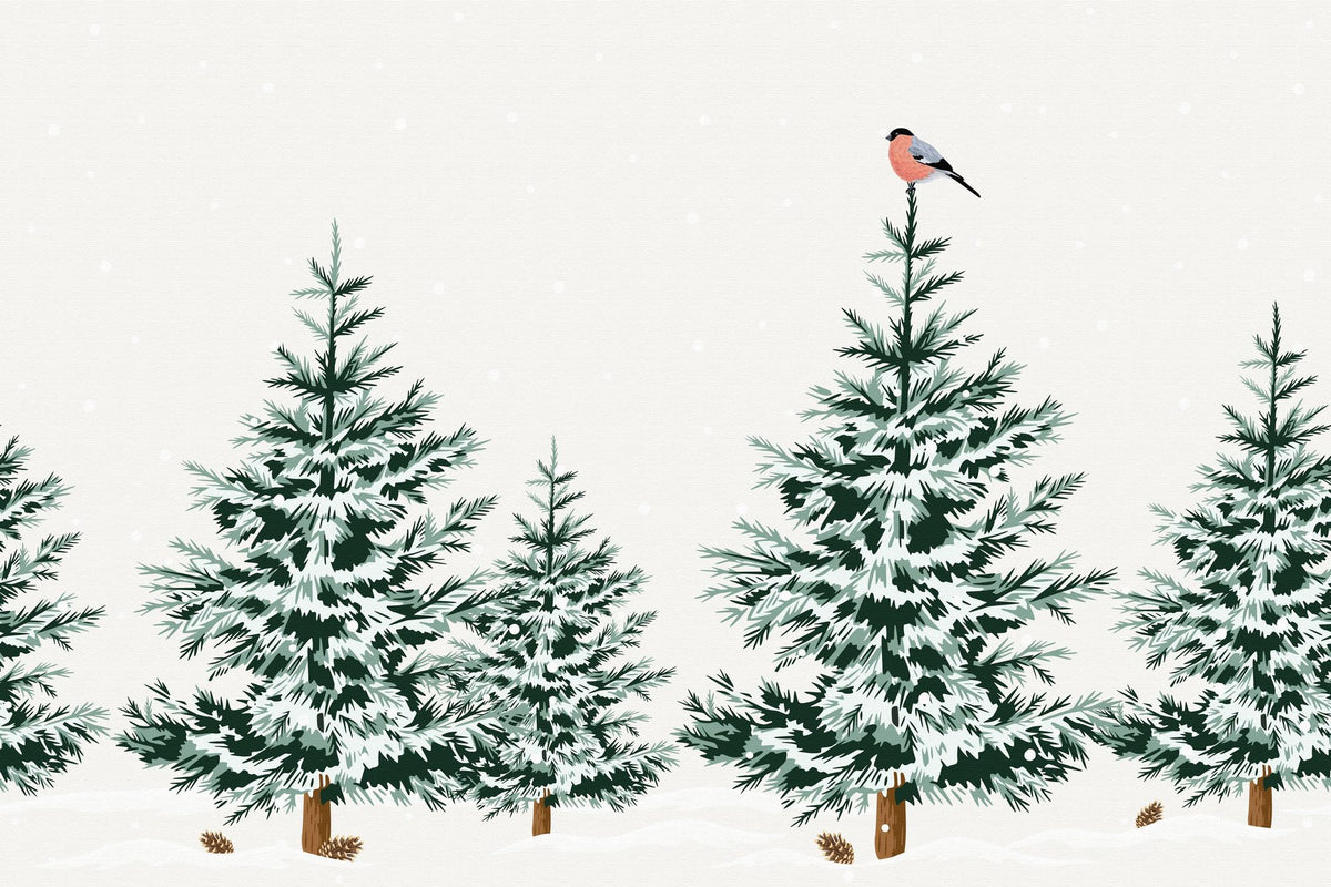 Snowy Spruce Trees Mural Wallpaper - pure wallpaper artwork