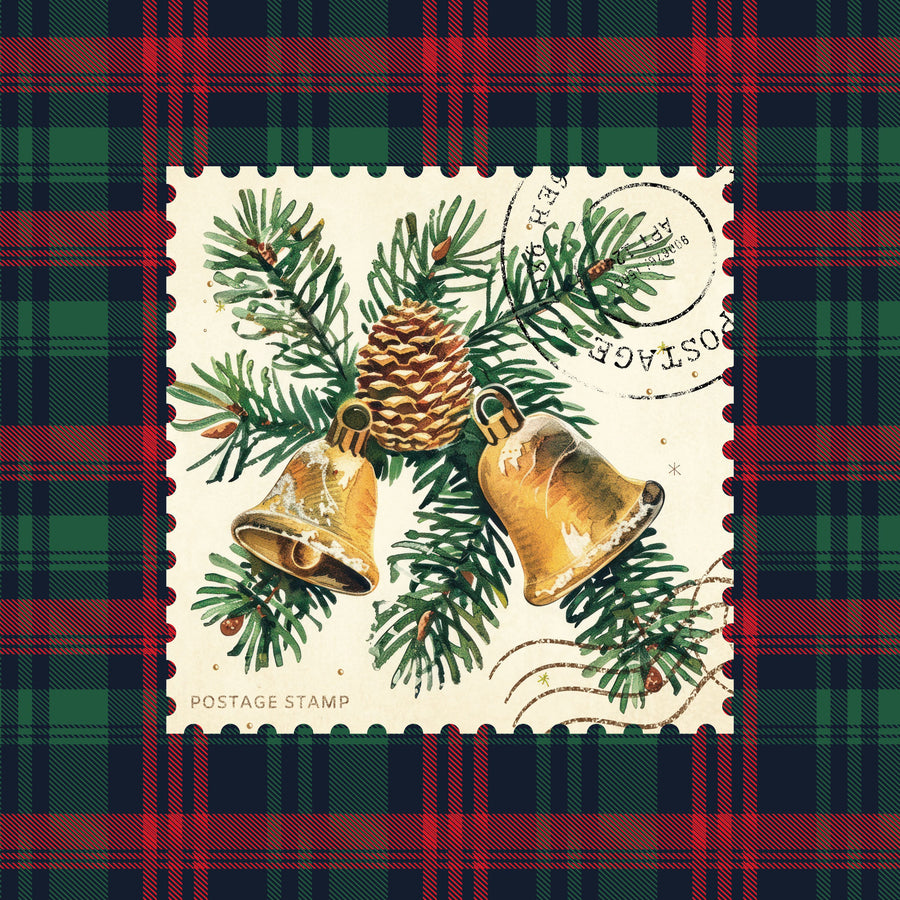 Plaid Christmas Stamp I Mural Wallpaper