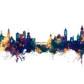Nashua New Hampshire Skyline Blue & Bronze Mural Wallpaper - pure wallpaper artwork