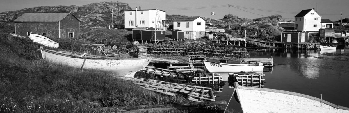 Newfoundland Harbour BW Mural Wallpaper - pure wallpaper artwork