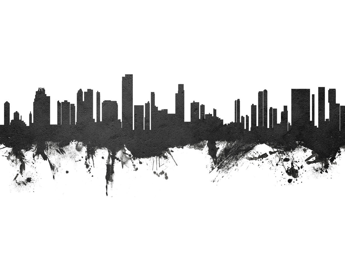 Honolulu Hawaii Skyline Black & White Mural Wallpaper - pure wallpaper artwork