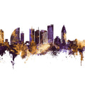 Ulaanbaatar Mongolia Skyline Purple & Gold Mural Wallpaper - pure wallpaper artwork