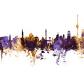 Stuttgart Germany Skyline Purple & Gold Mural Wallpaper - pure wallpaper artwork