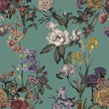 Floral Gaze, Turquoise Mural Wallpaper - pure wallpaper artwork