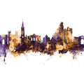 Montpellier Skyline Purple & Gold Mural Wallpaper - pure wallpaper artwork