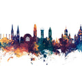 Helsinki Skyline Blue & Bronze Mural Wallpaper - pure wallpaper artwork