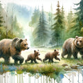 Watercolor Bear Family Mural Wallpaper - pure wallpaper artwork