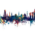 Copenhagen Skyline Blue & Bronze Mural Wallpaper - pure wallpaper artwork
