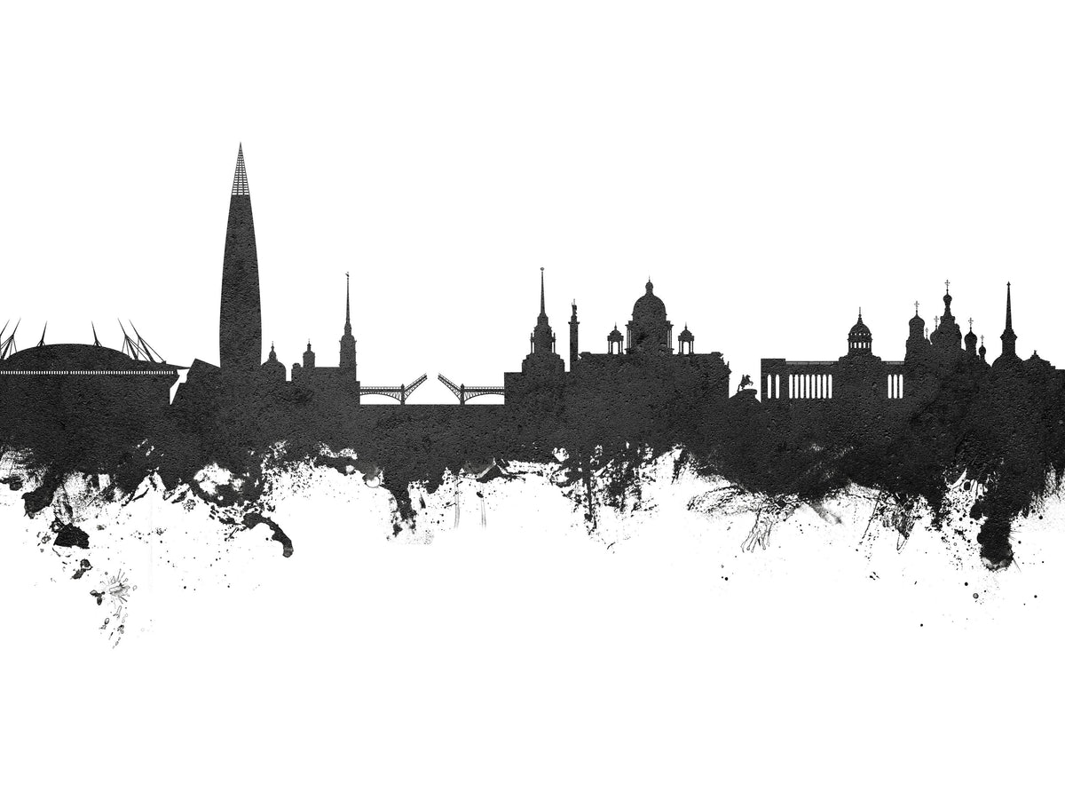 St Petersbug Russia Skyline Black & White Mural Wallpaper - pure wallpaper artwork
