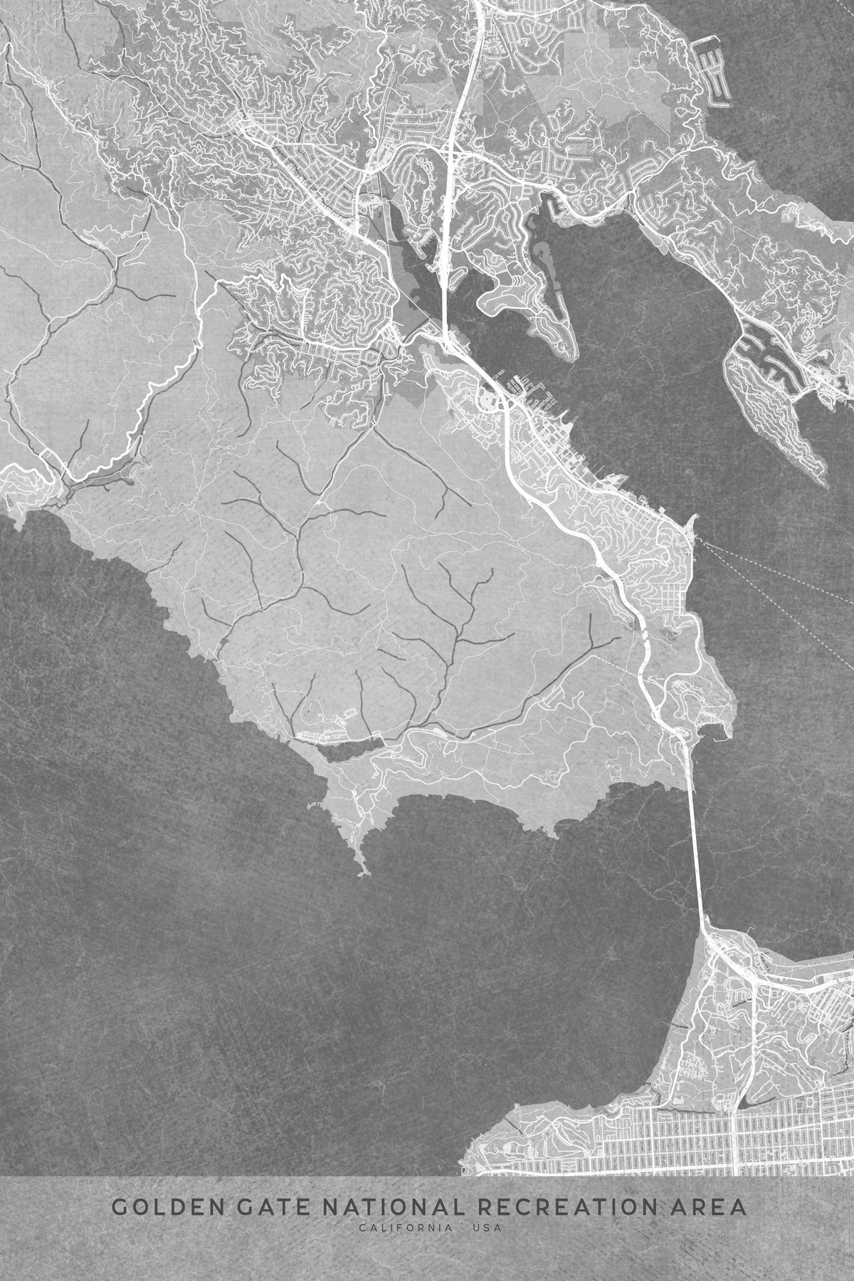 Golden Gate Recreation Area Grey Mural Wallpaper - pure wallpaper artwork