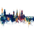 Shrewsbury England Skyline Blue & Bronze Mural Wallpaper - pure wallpaper artwork