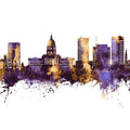 Topeka Wyoming Skyline Purple & Gold Mural Wallpaper - pure wallpaper artwork