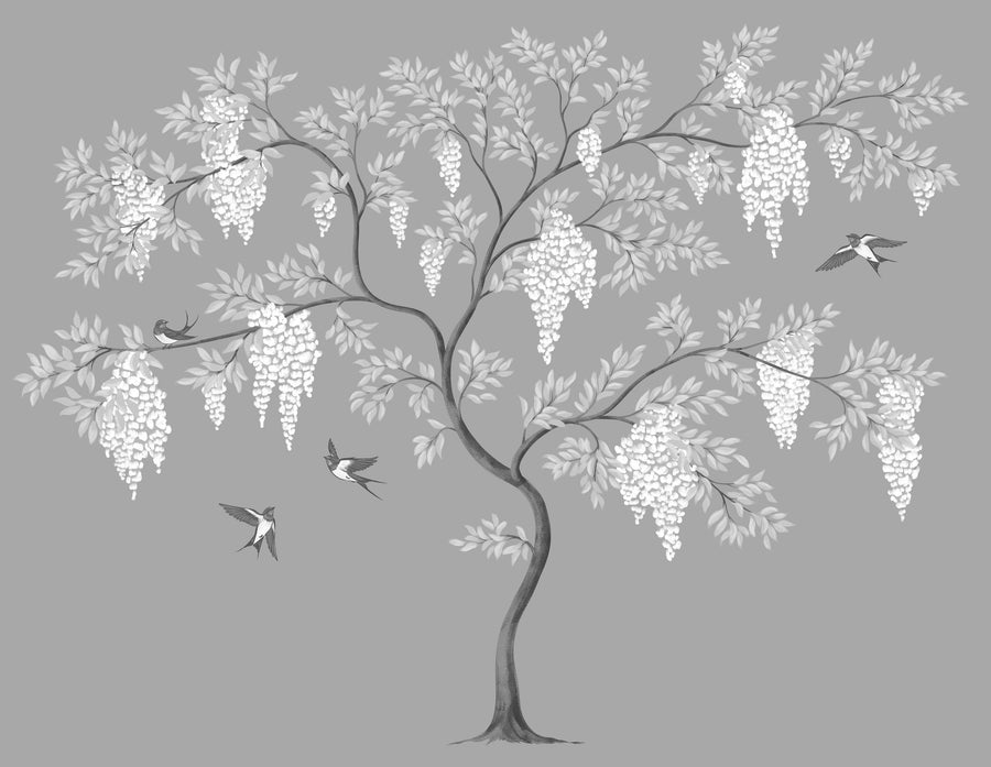 Beyond the Wisteria, Stone Mural Wallpaper