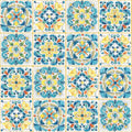 Maritime Tiles Yellow and Blue Mural Wallpaper - pure wallpaper artwork