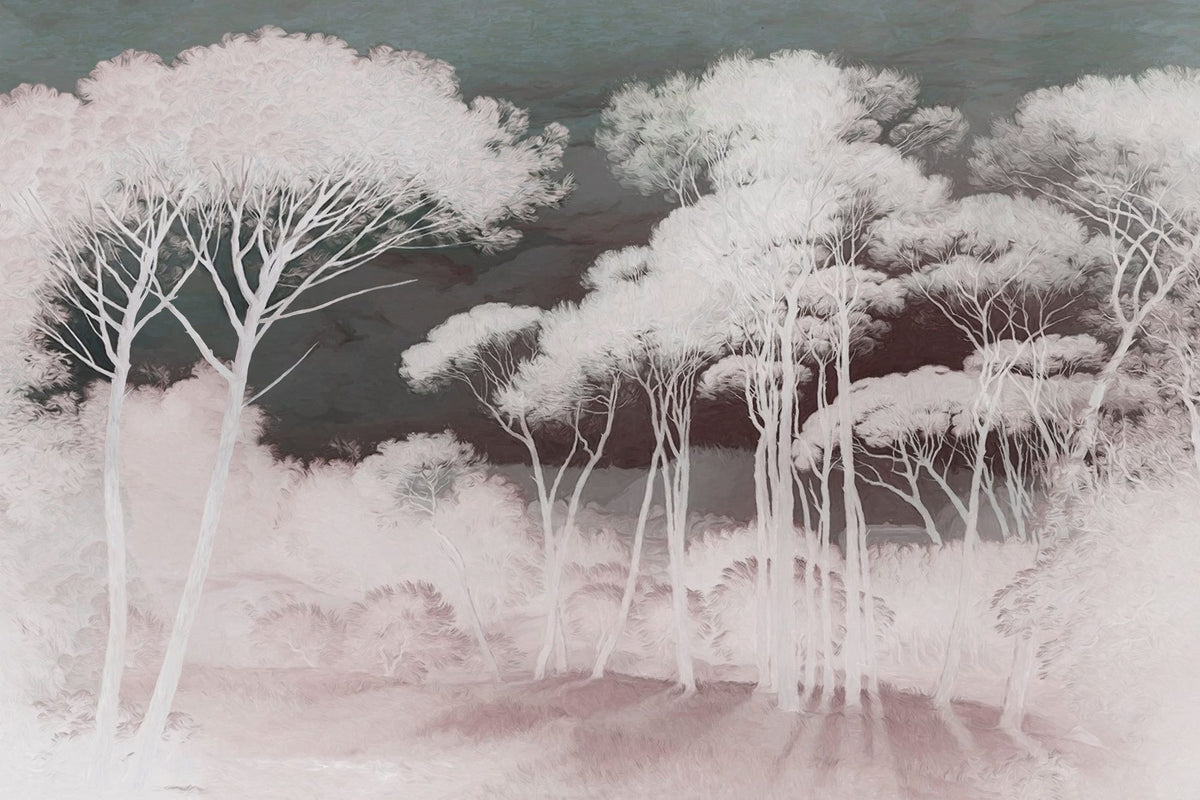 Seeing Through the Forest Red Mural Wallpaper - pure wallpaper artwork
