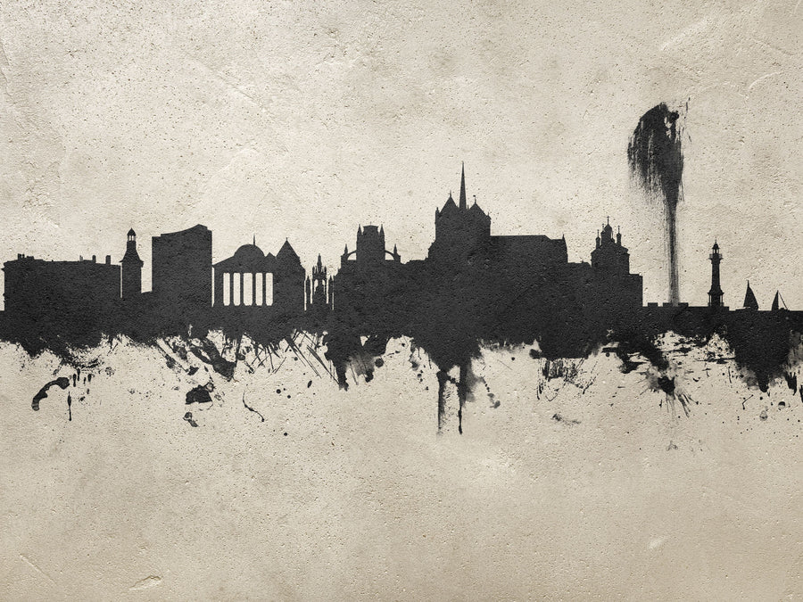 Geneva Switzerland Skyline Concrete Mural Wallpaper