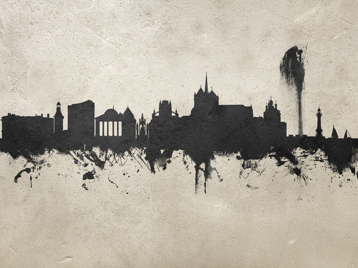 Geneva Switzerland Skyline Concrete Mural Wallpaper - pure wallpaper artwork