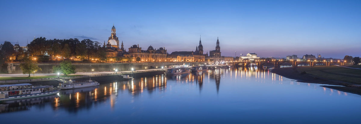 Riverside Twilight Mural Wallpaper - Blue Tone - pure wallpaper artwork