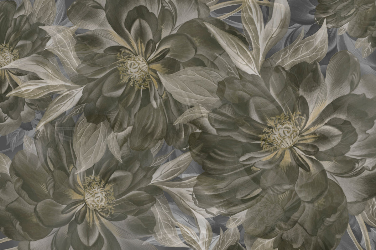 Peony Study - Seaweed and Stone Mural Wallpaper - pure wallpaper artwork