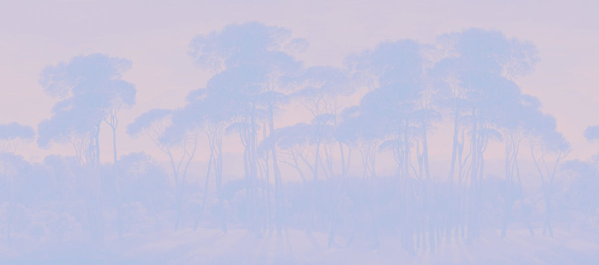 Mediterranean Pine Landscape, Periwinkle Mural Wallpaper - pure wallpaper artwork