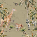 Whimsical Wildlife Sage Mural Wallpaper - pure wallpaper artwork