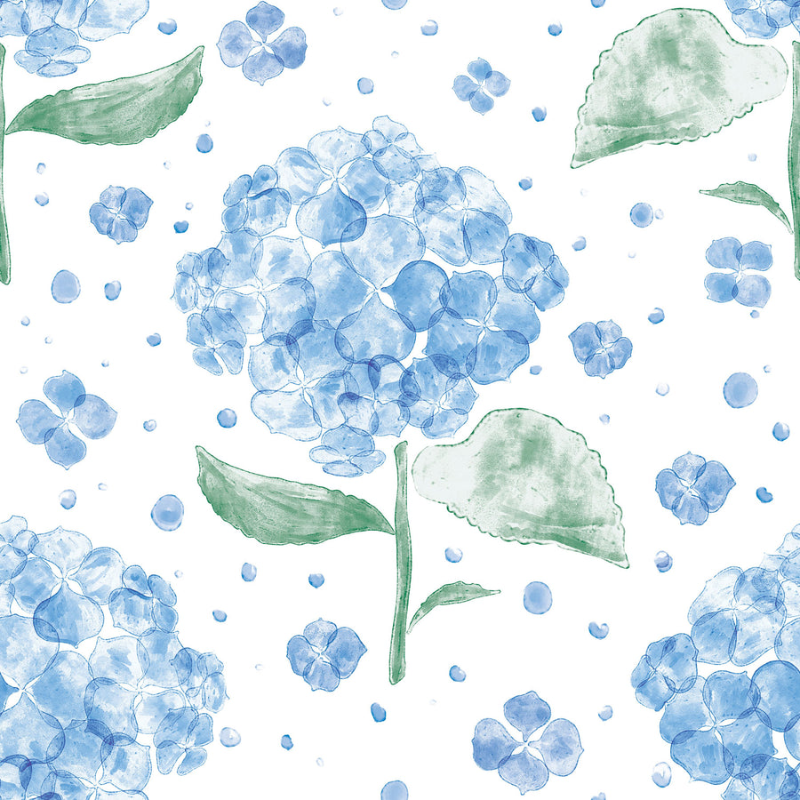 Hydrangea in the Air, Blue Mural Wallpaper