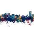 Gateshead England Skyline Blue & Bronze Mural Wallpaper - pure wallpaper artwork
