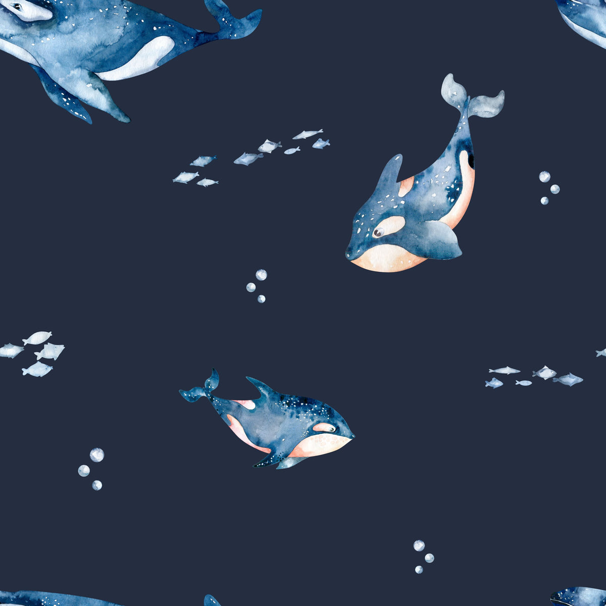 Mama and Baby Whales Mural Wallpaper - pure wallpaper artwork